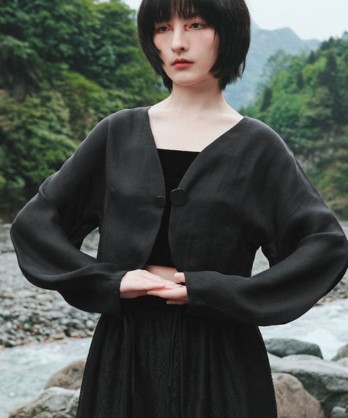 Sheer Volume Sleeve Cardigan